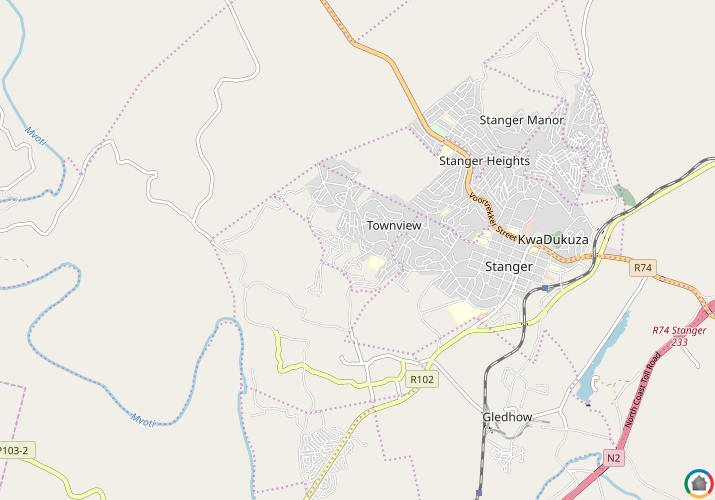 Map location of Glen Hills (Stanger)